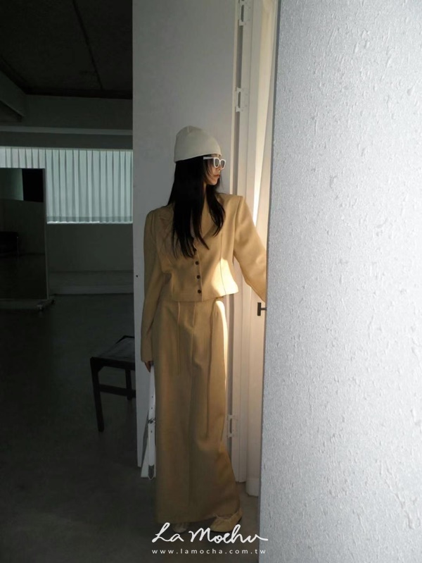 綁帶後高衩西裝長裙(闆娘.花花清單)